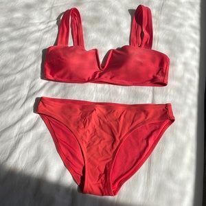 Aerie red bikini set size small